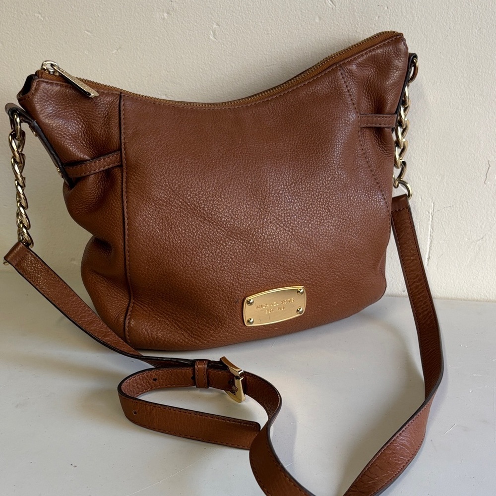 Michael Kors Hallie Tan Leather Shoulder Bag